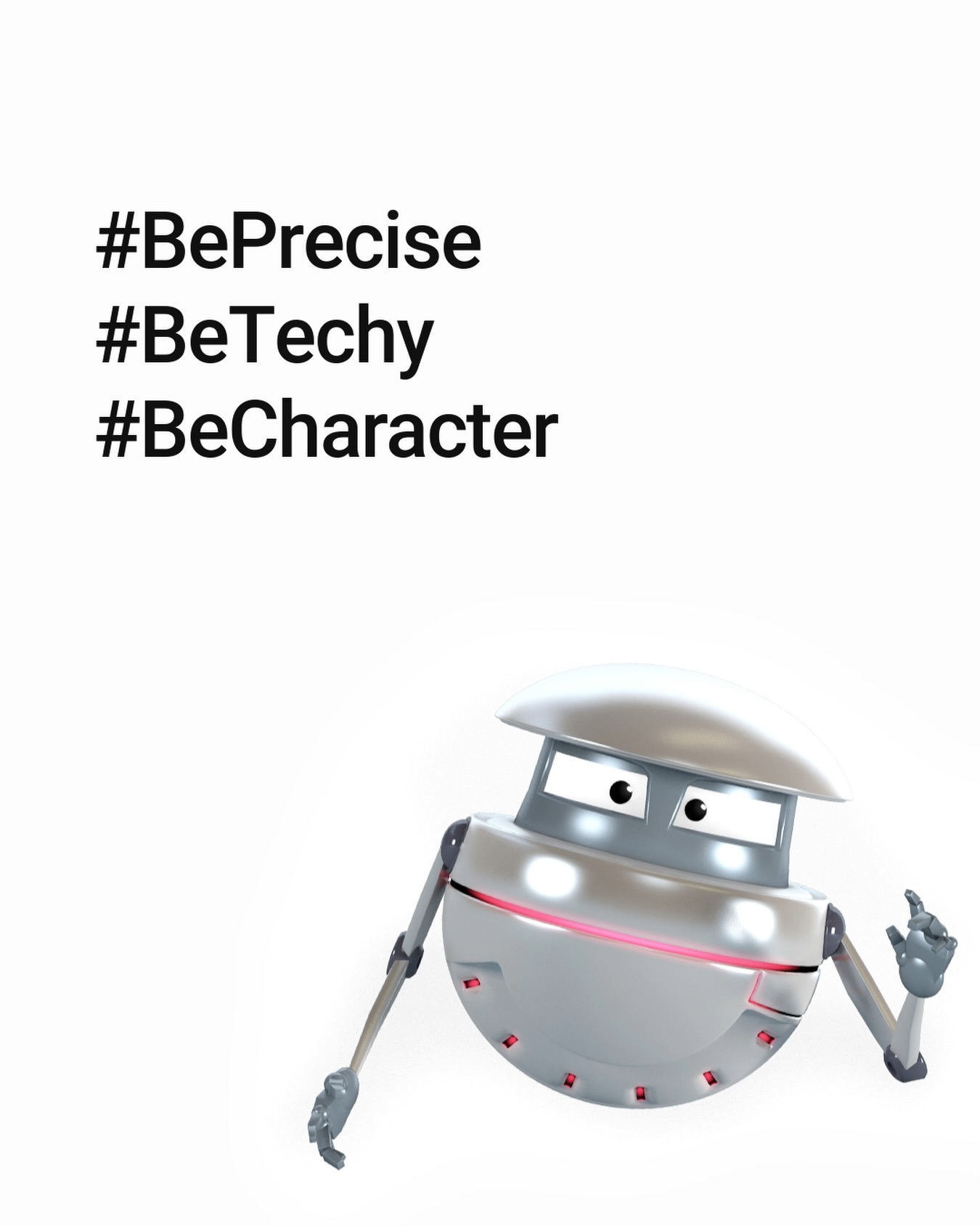 Roboter können Gefühle zeigen. Bob entstand als Corporate Guide für Tech-Prozesse – minimalistisch, modular und maximal charmant.
Wo darf bei dir ein Roboter den Ton angeben?  #BePrecise #BeTechy #BeCharacter