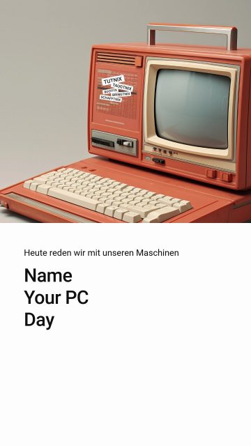 Heute bekommt dein Rechner endlich einen Namen.
Aber nicht irgendeinen – sondern einen, der zu deiner kreativen Arbeit passt.
Denn wer jeden Tag mit dir Ideen baut, verdient mehr als „PC-01“. 😉 #NameYourPCDay #CreativeTech #DigitalWork #SetupInspiration #WorkstationGoals #DesignLife #TechHumor #CreativesAtWork #DigitalCreativity #PuppeteersVibes #TechCulture #WorkplaceInspiration #NamingThings #DailyDesign #BeCharacter